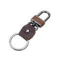 Leather car key chain brown bullcaptain keychain with dark brown leather strap metallic hardware and silver-toned ring