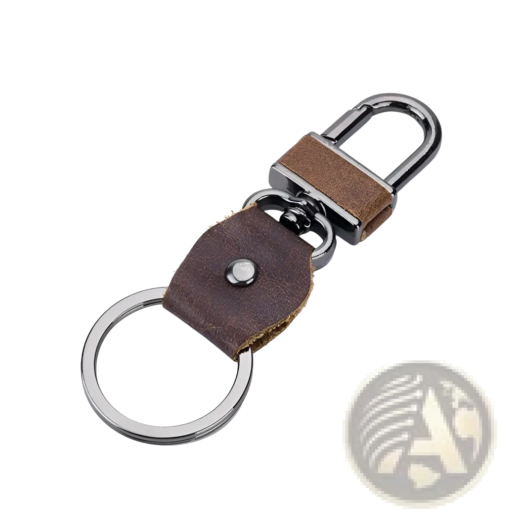 Leather car key chain brown bullcaptain keychain with dark brown leather strap metallic hardware and silver-toned ring