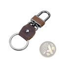 Leather car key chain brown bullcaptain keychain with dark brown leather strap metallic hardware and silver-toned ring