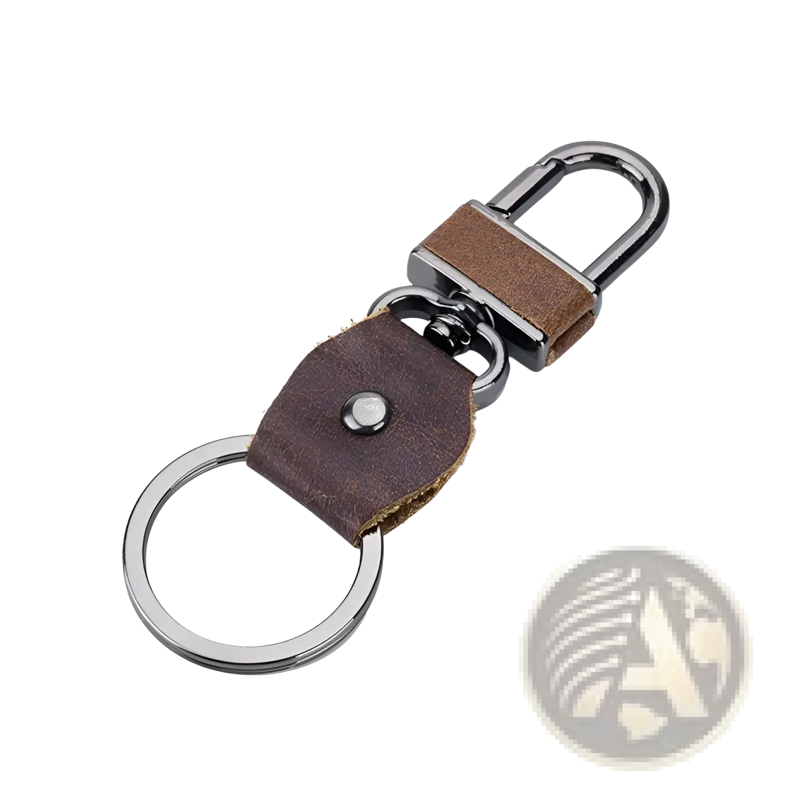 Leather car key chain brown bullcaptain keychain with dark brown leather strap metallic hardware and silver-toned ring