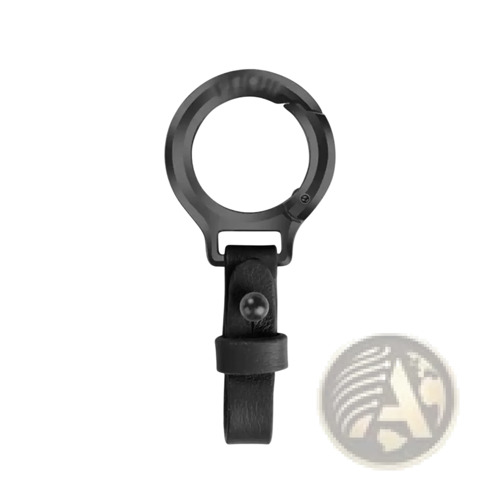 Black metal carabiner leather car keychain with silver toned button durable metal key ring holder gift
