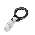 Leather car keychain with white leather strap and black metal ring and ball accent for secure key attachment