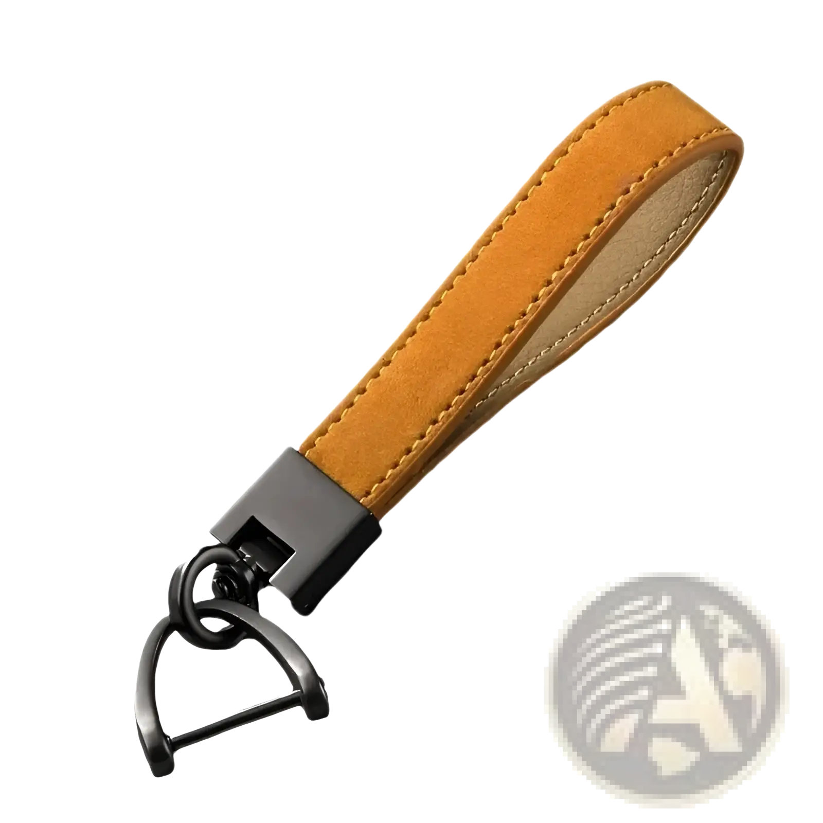 Leather car keychain minimalist key ring in tan suede with black metal hardware and a d-ring design