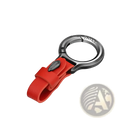 Red leather car keychain multipurpose anti-loss holder with black metal buckle and engraved branding