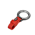 Red leather car keychain multipurpose anti-loss holder with black metal buckle and engraved branding