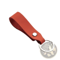 A sleek rust-colored leather car keychain set with silver-toned metal ring and button closure genuine lanyard key holder
