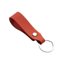 A sleek rust-colored leather car keychain set with silver-toned metal ring and button closure genuine lanyard key holder