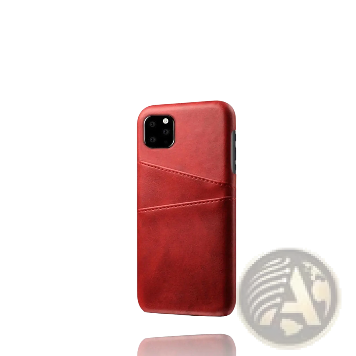 Red leather iphone case with card slots designed for secure card storage and phone protection