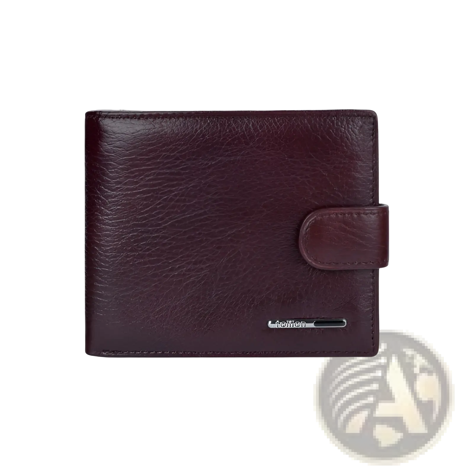 Leather cowhide wallet multifunctional bifold clutch in dark brown with textured surface and small metallic clasp