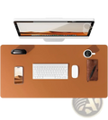 Brown leather desk mat large waterproof office pad protector with smooth surface and minimalist design for modern offices