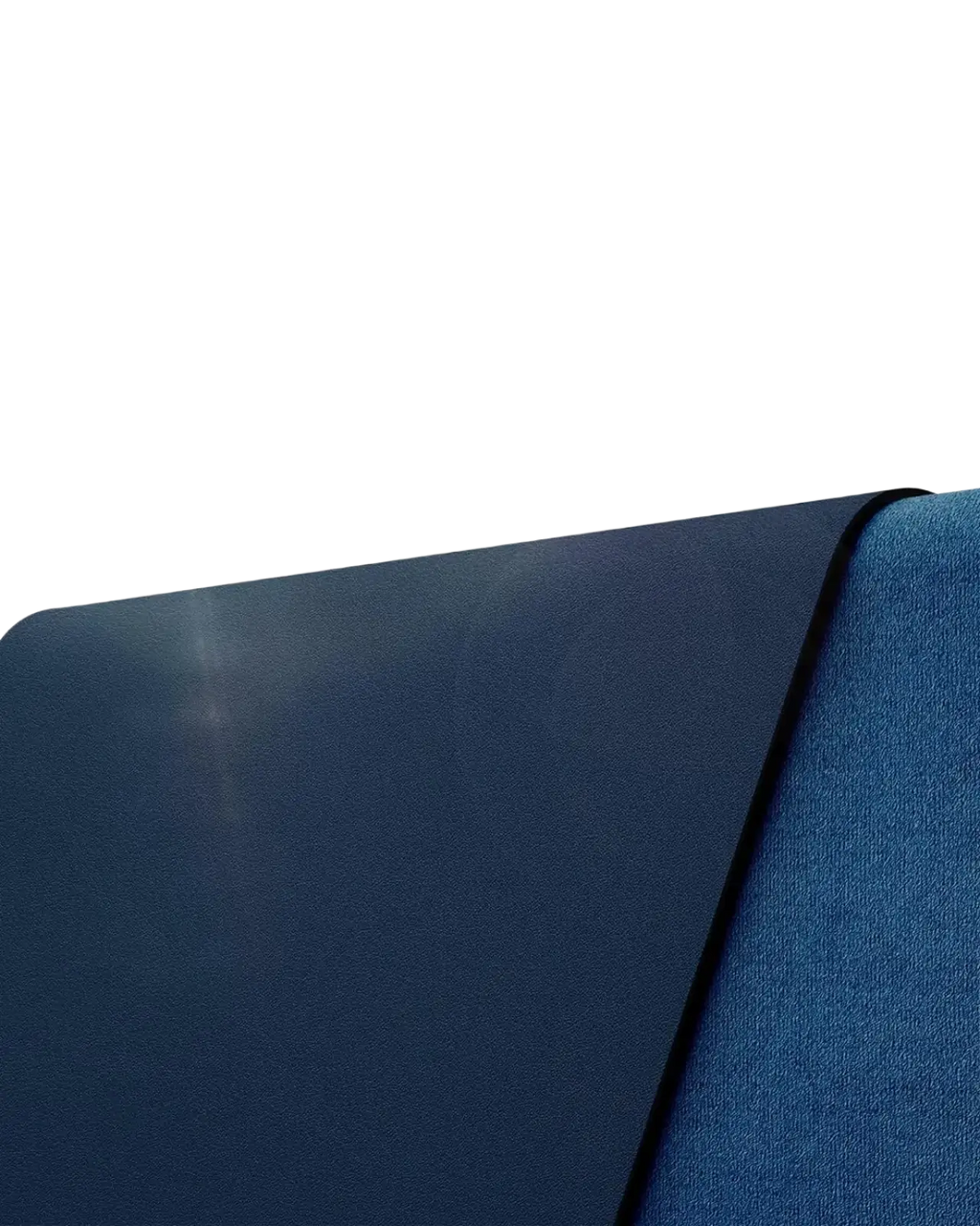 Dark blue premium pu leather office chair with a sleek modern design shown with a leather desk mat large waterproof office pad protector