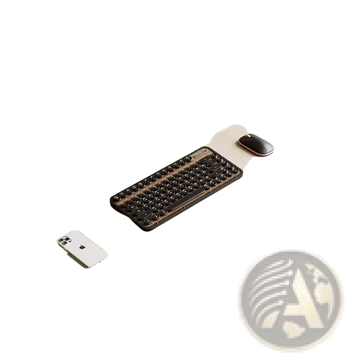 Beige leather desk pad protector large office mat with smooth surface featuring black keyboard and mouse on top