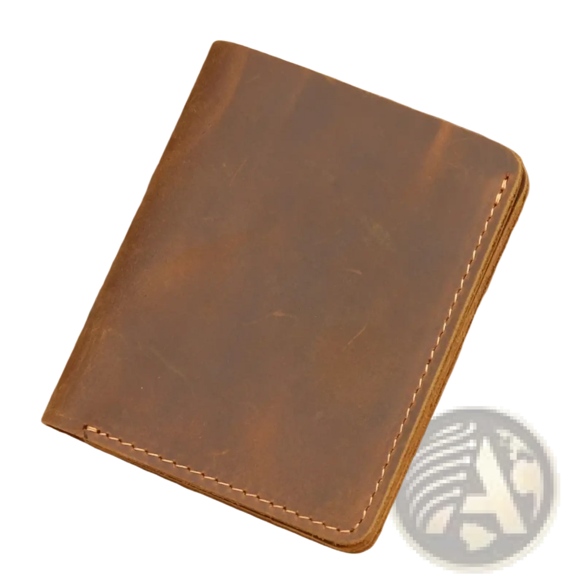 A brown leather driving license wallet for men with visible stitching and a vintage worn appearance