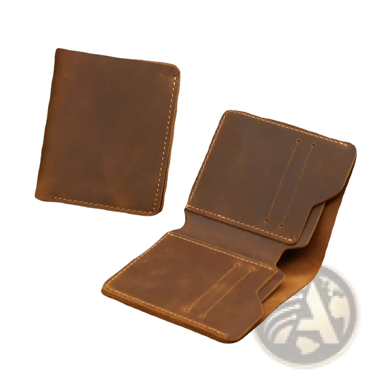 Brown leather driving license wallet for men with visible stitching and multiple card slots