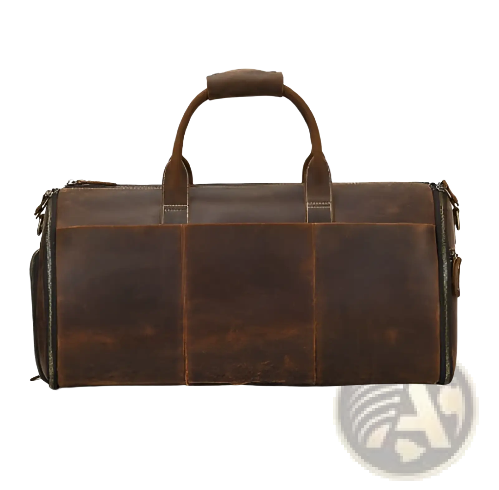 Brown leather duffle bag vintage large folding travel bag with sturdy handle and zipper closures