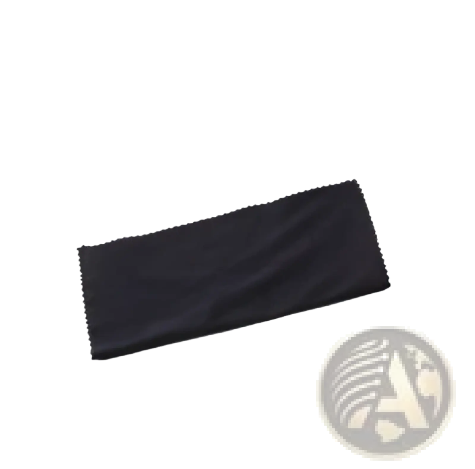 Black microfiber cloth with soft textured surface and finished edges in leather glasses case and cleaning set