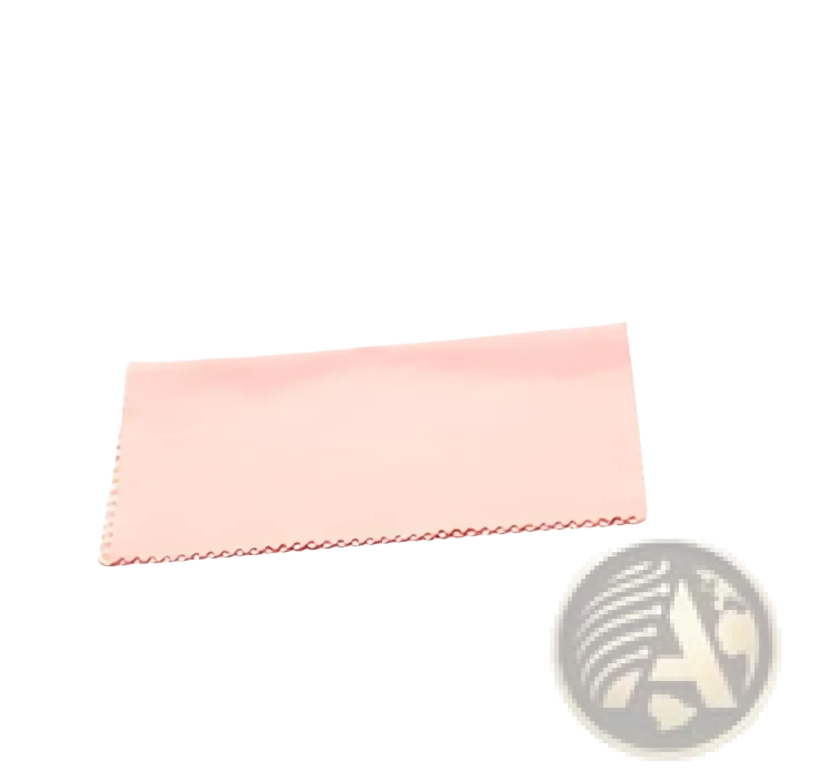 A soft pink microfiber cleaning cloth with scalloped edges from the leather glasses case and cleaning set