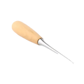 A sleek 12cm leather hole punch beading awl with a light wood handle and polished stainless steel tip