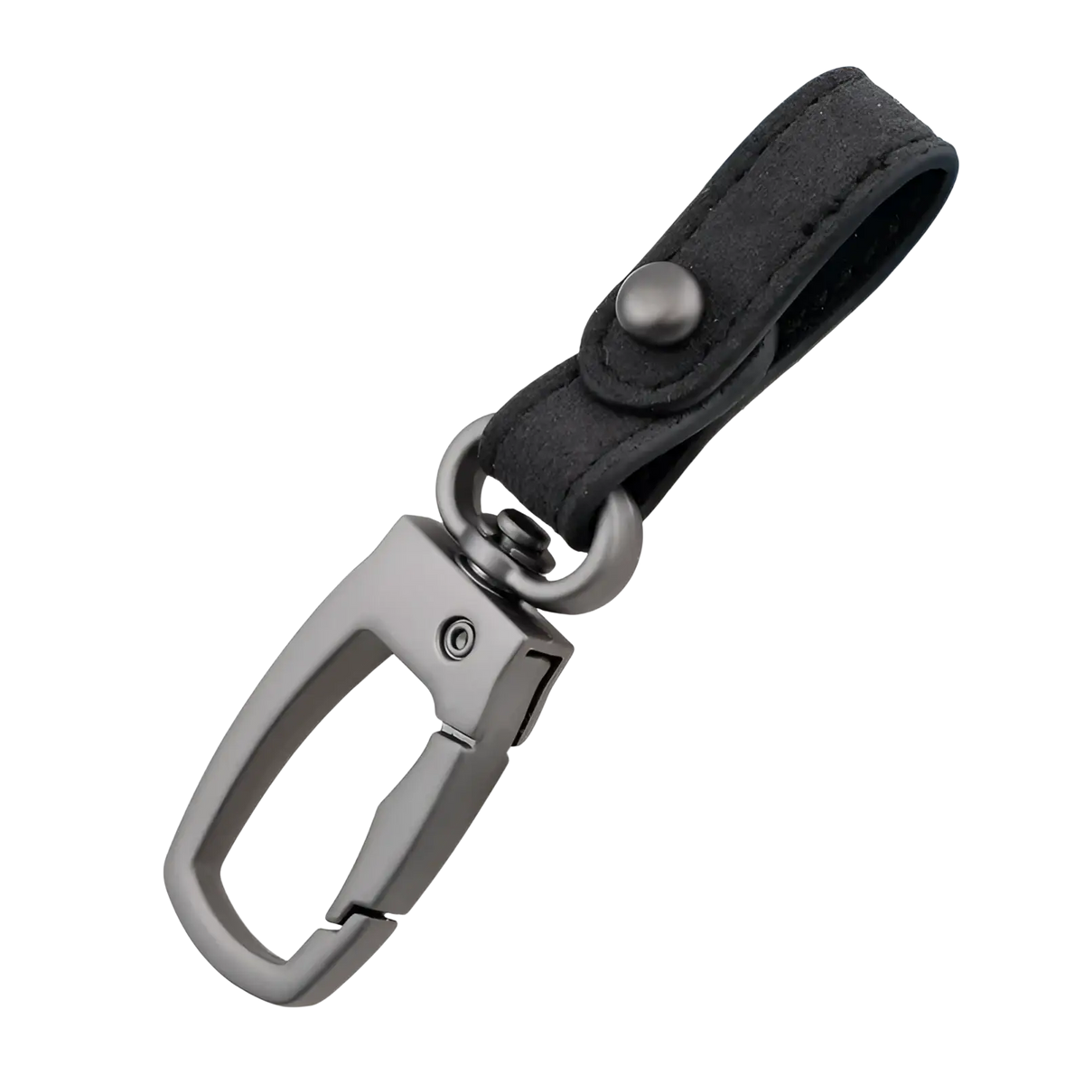 Black leather keychain with matte-finished metal carabiner clip for car key holder organizer 3pack