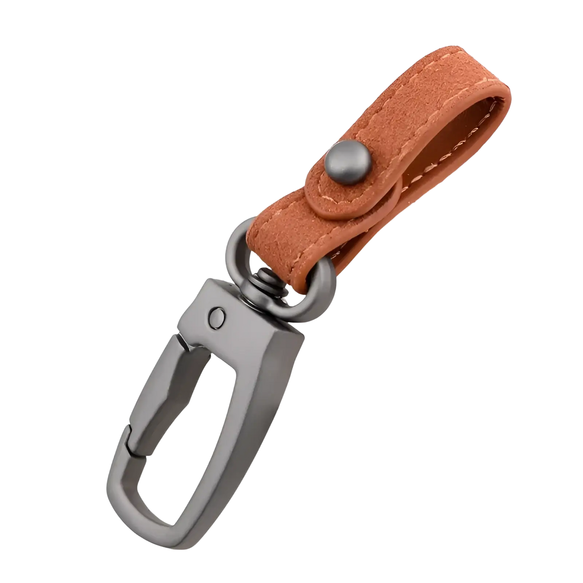 Brown suede leather keychain with matte black metal carabiner clip for car key holder organizer 3 pack