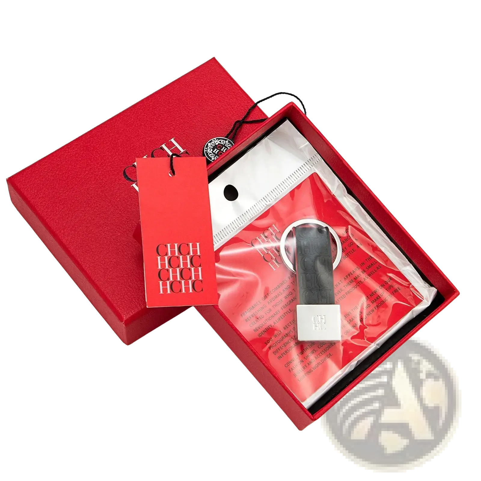 A sleek black and silver leather keychain with minimalist design featuring the h for luggage accessory use