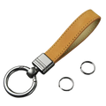 Tan suede leather key fob with silver-toned metal clasp and ring from leather keychains set multicolor metal clasp