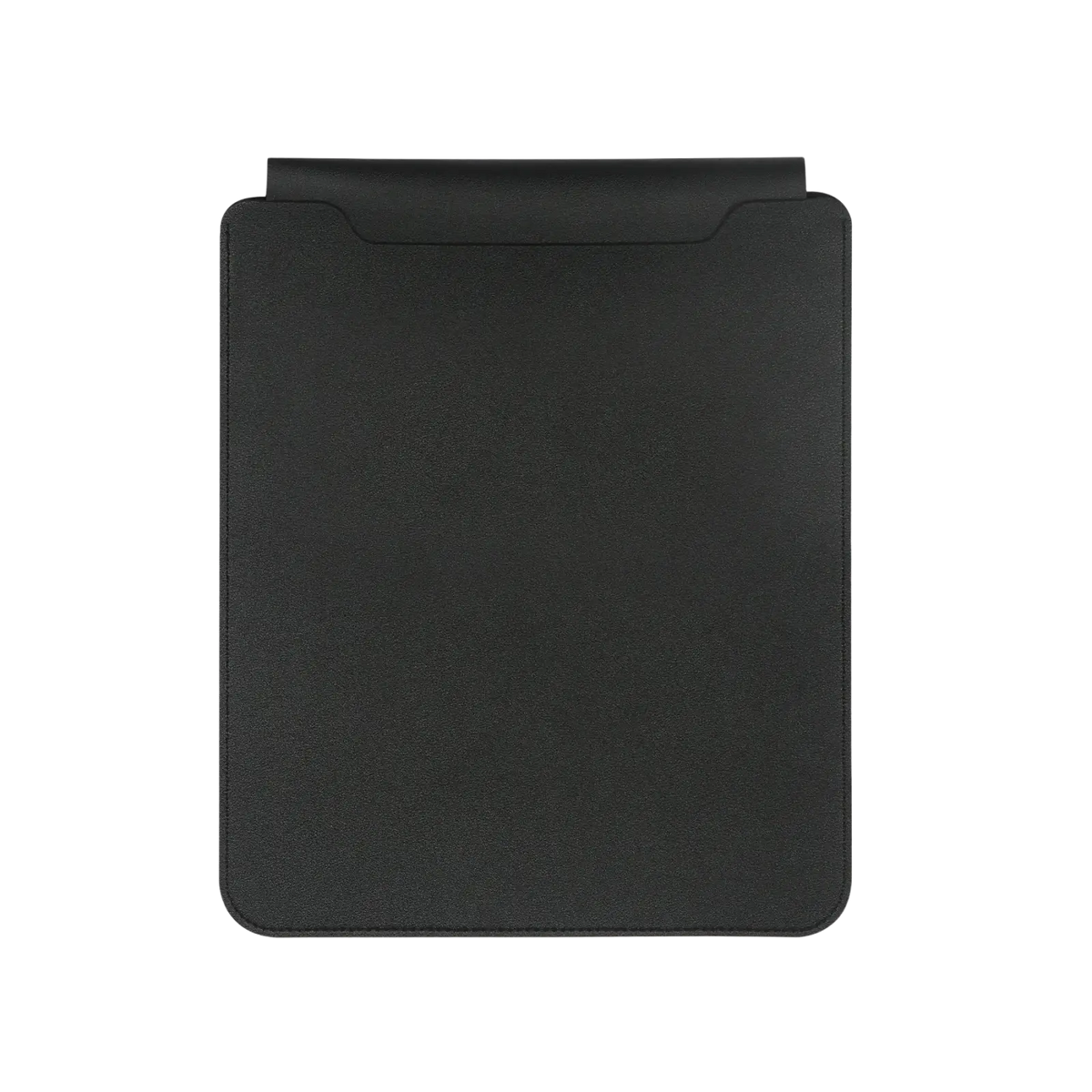Black leather laptop sleeve with mouse pad 15 inch featuring sleek minimalist design and rounded edges