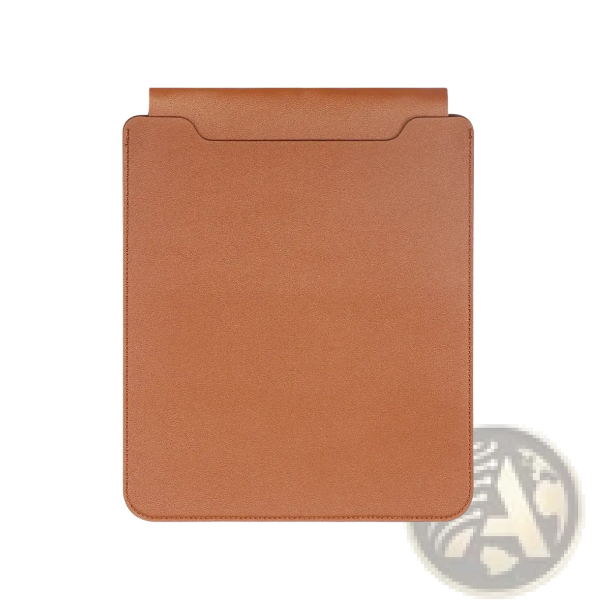Leather laptop sleeve with mouse pad 15 inch in tan leather featuring minimalist design and precise stitching