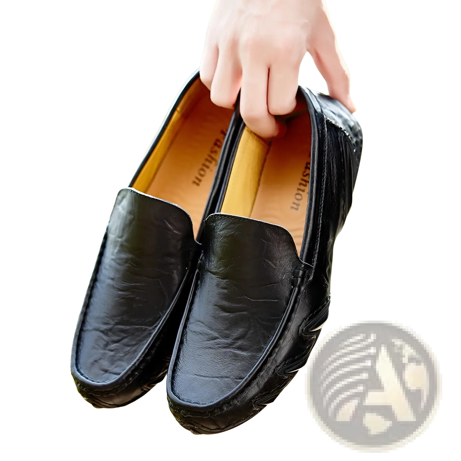 Black leather loafers for men featuring a textured surface and stitched detailing in retro British style shoes