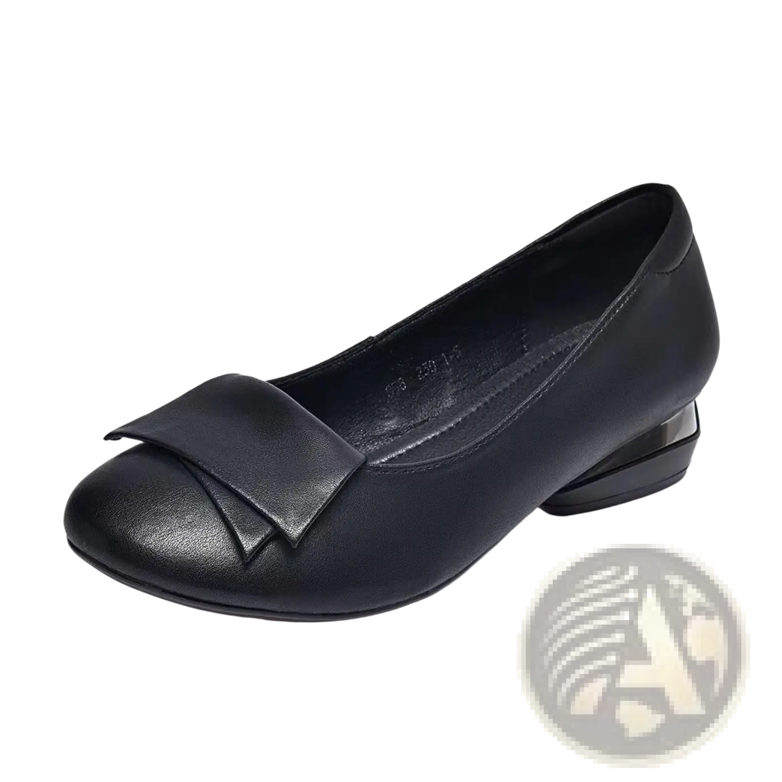 Black leather ballet flat with bow detail on toe featured in leather loafers with square toe and bow detail product