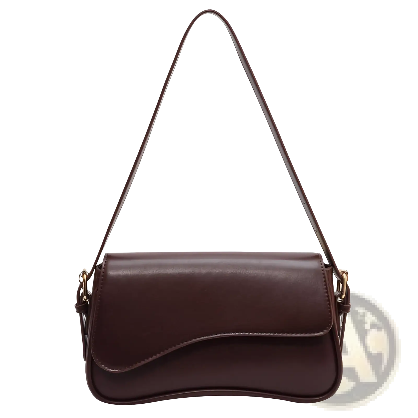 Leather messenger bag minimalist crossbody organ bag in sleek dark brown leather with curved flap and gold-tone hardware
