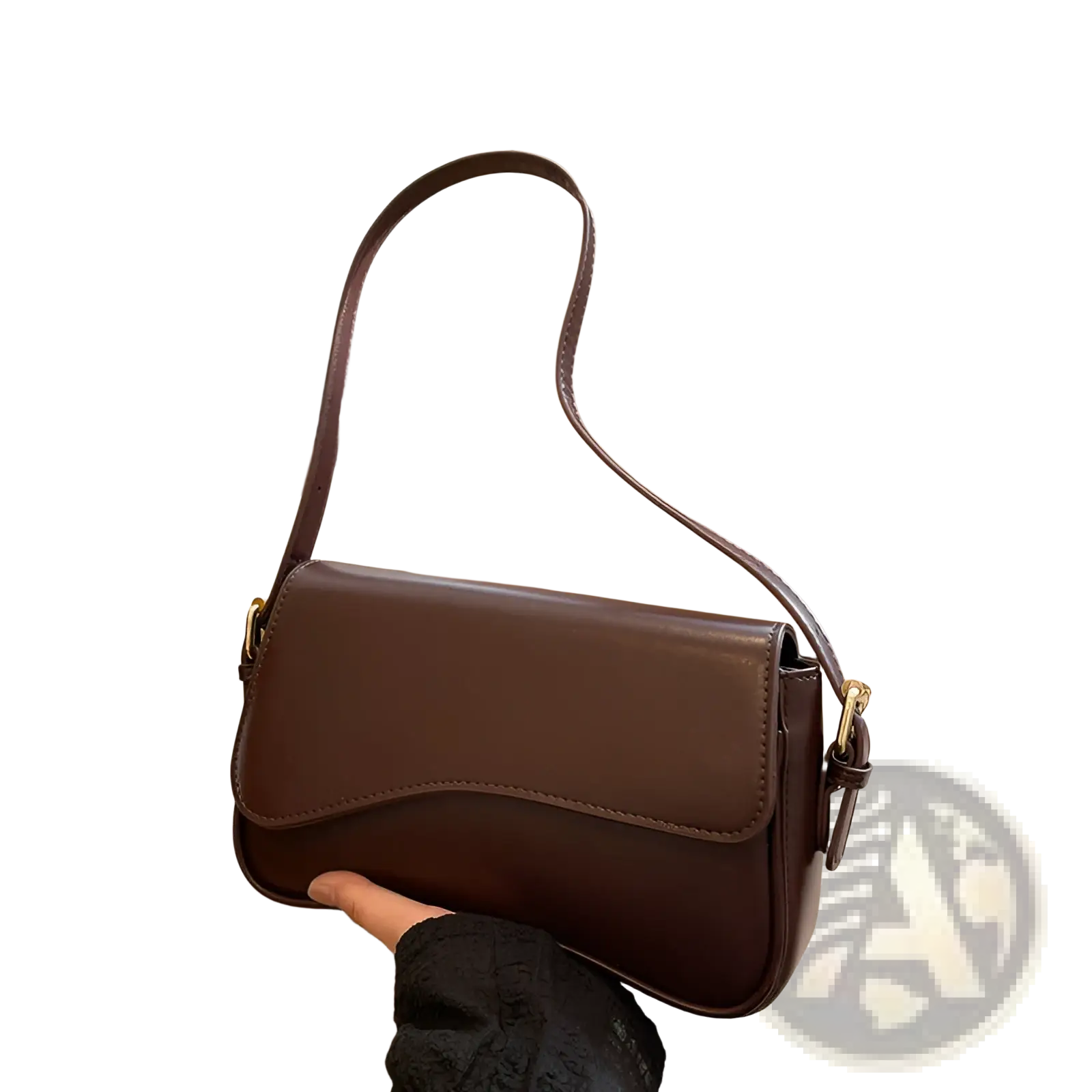 Brown leather minimalist crossbody messenger bag with gold-tone hardware for organized daily use