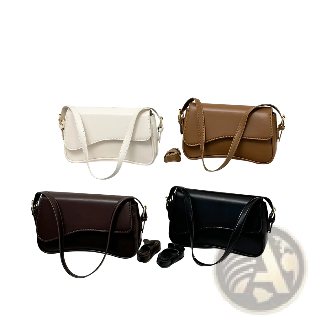 Leather messenger bag minimalist crossbody smooth leather rectangular shape with gold-tone hardware