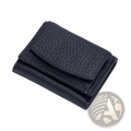Black pebbled leather tri-fold wallet compact cowhide bifold card holder for organized everyday use