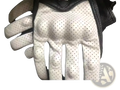 White perforated leather motorcycle glove with black reinforced stitching and padded carbon knuckles back side view