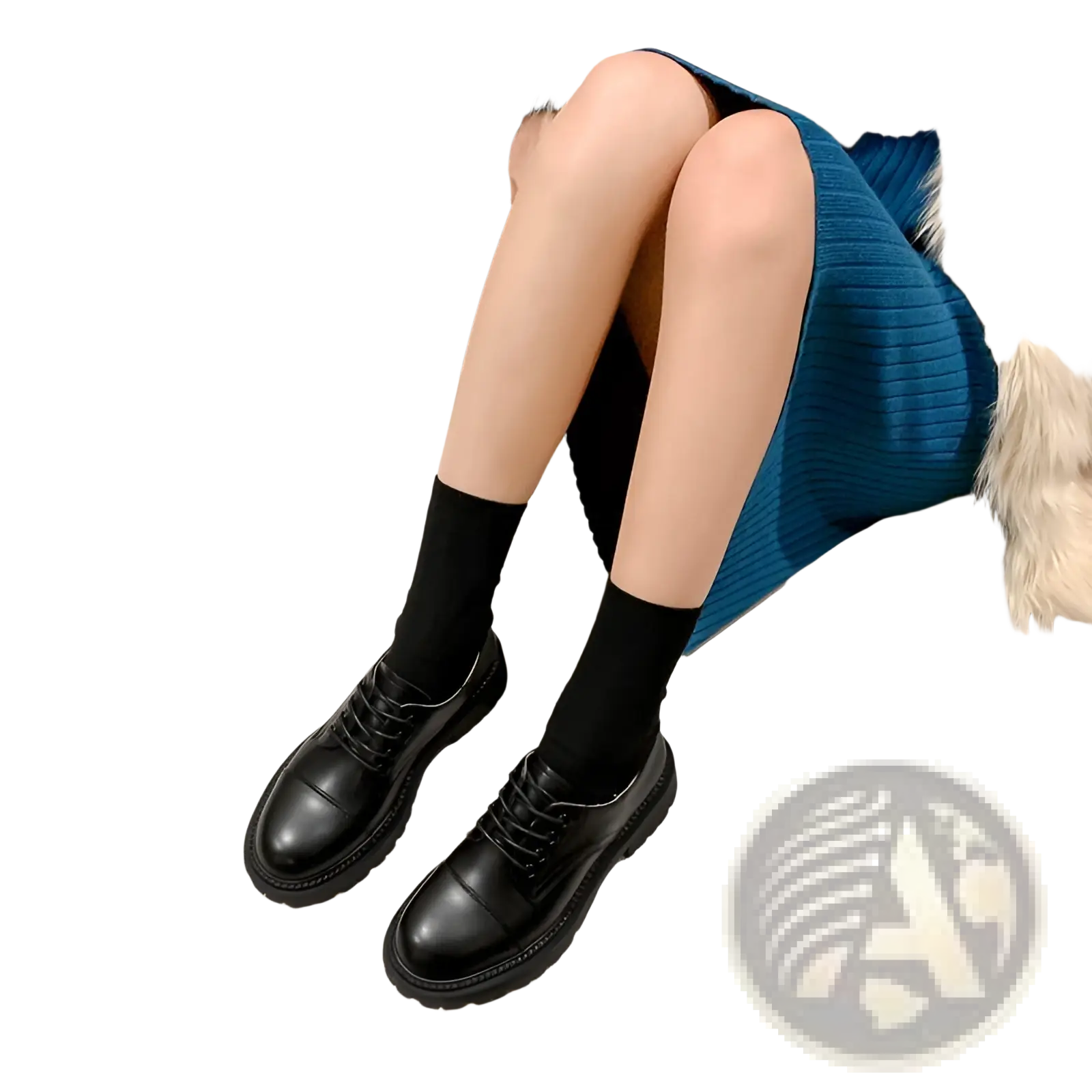 Black leather platform oxford shoes in british style with chunky sole rounded toe and lace-up design