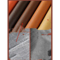 A collection of black self adhesive pebbled leather repair patch rolls in dark brown orange and beige faux leather shades