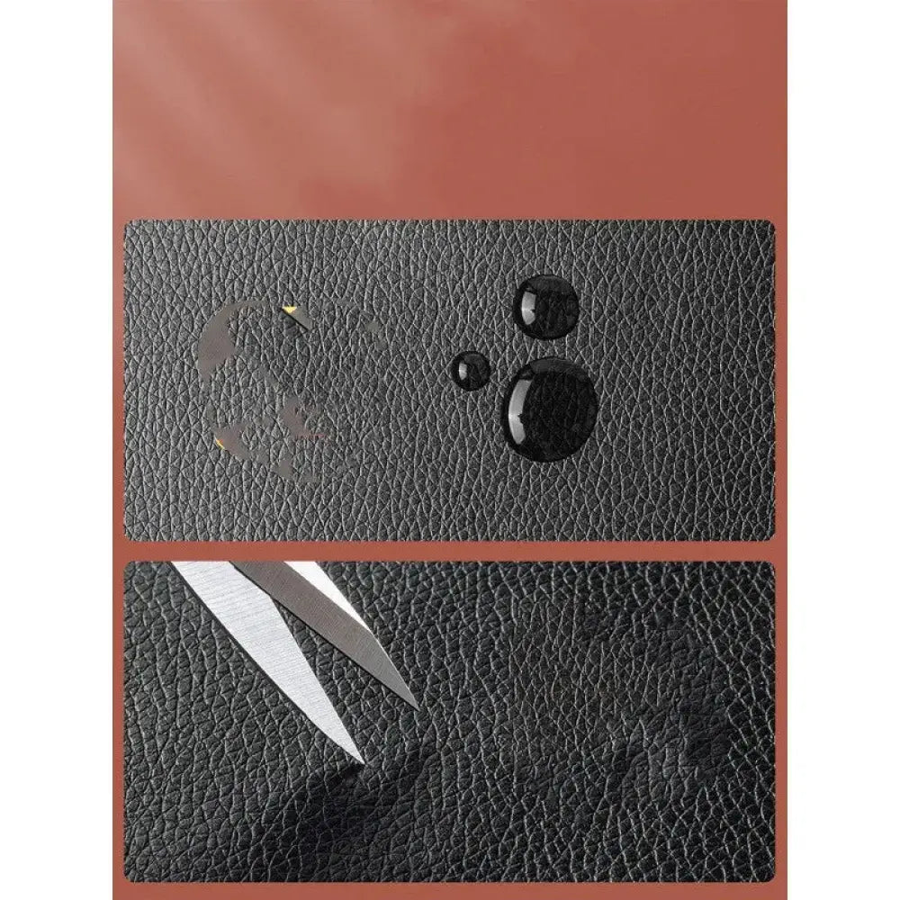 Black self adhesive pebbled leather repair patch roll featuring durable textured synthetic leather with water-resistant properties