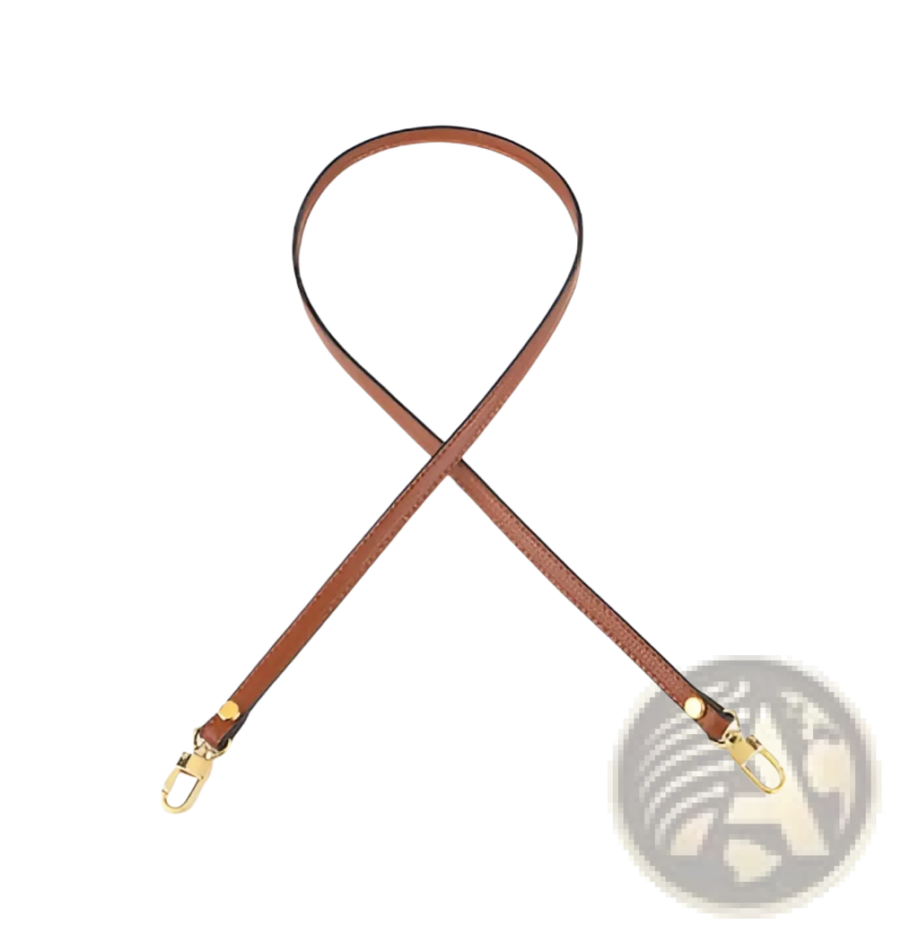 Leather replacement strap for crossbody bags in brown leather with gold-tone metal shoulder hardware