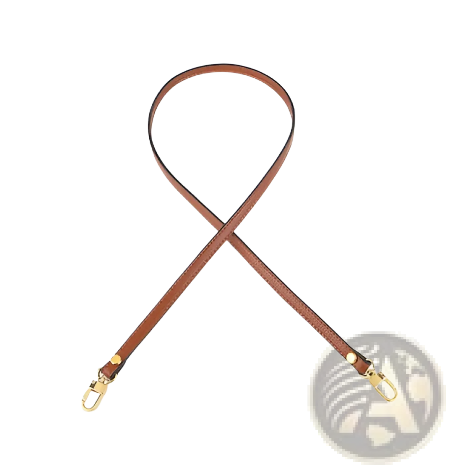 Leather replacement strap for crossbody bags in brown leather with gold-tone metal shoulder hardware
