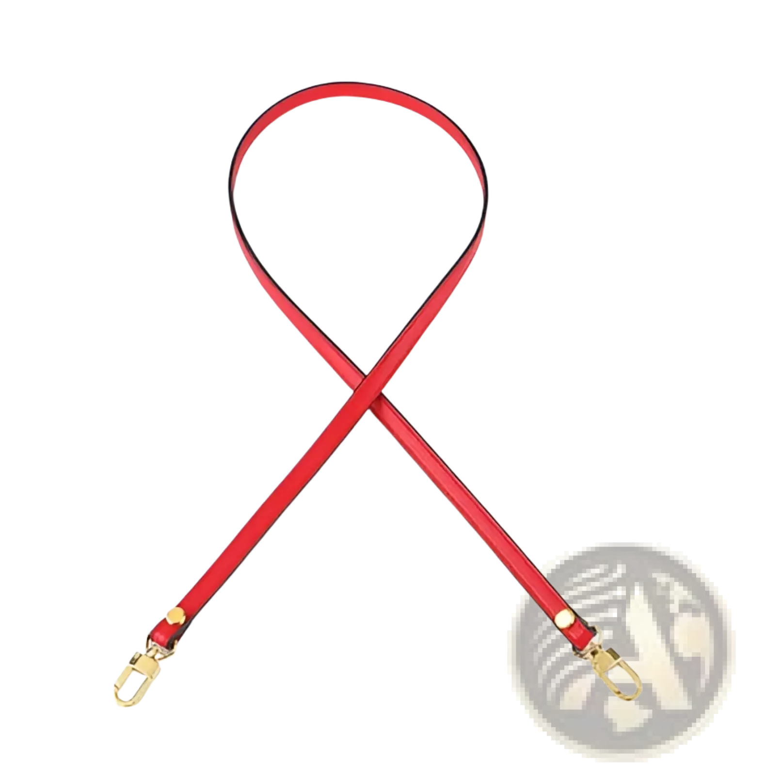 Leather replacement strap for crossbody bags in red leather with gold tone metal hardware