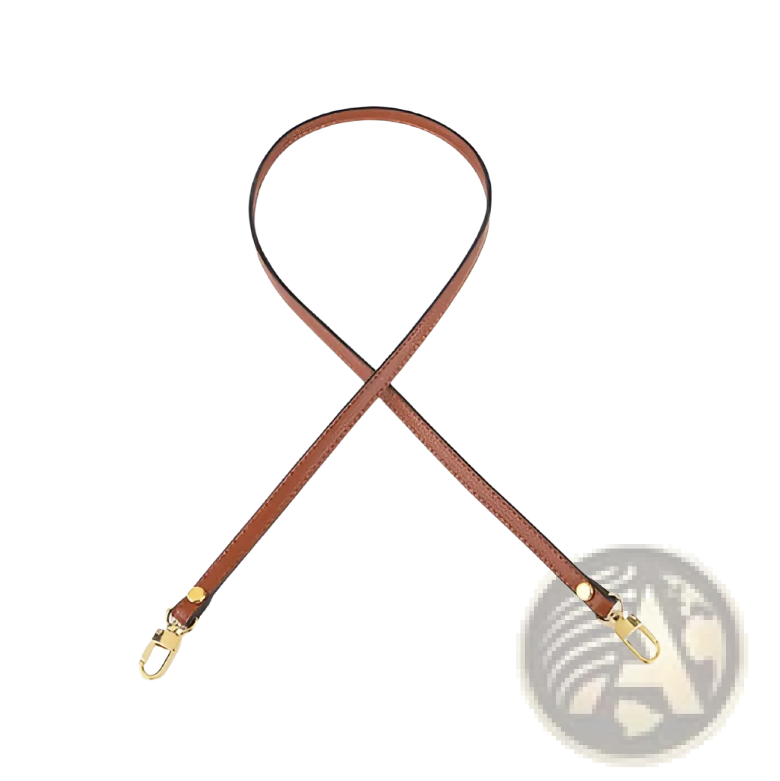 Brown leather replacement strap for crossbody bags with gold-tone metal clasps and shoulder design