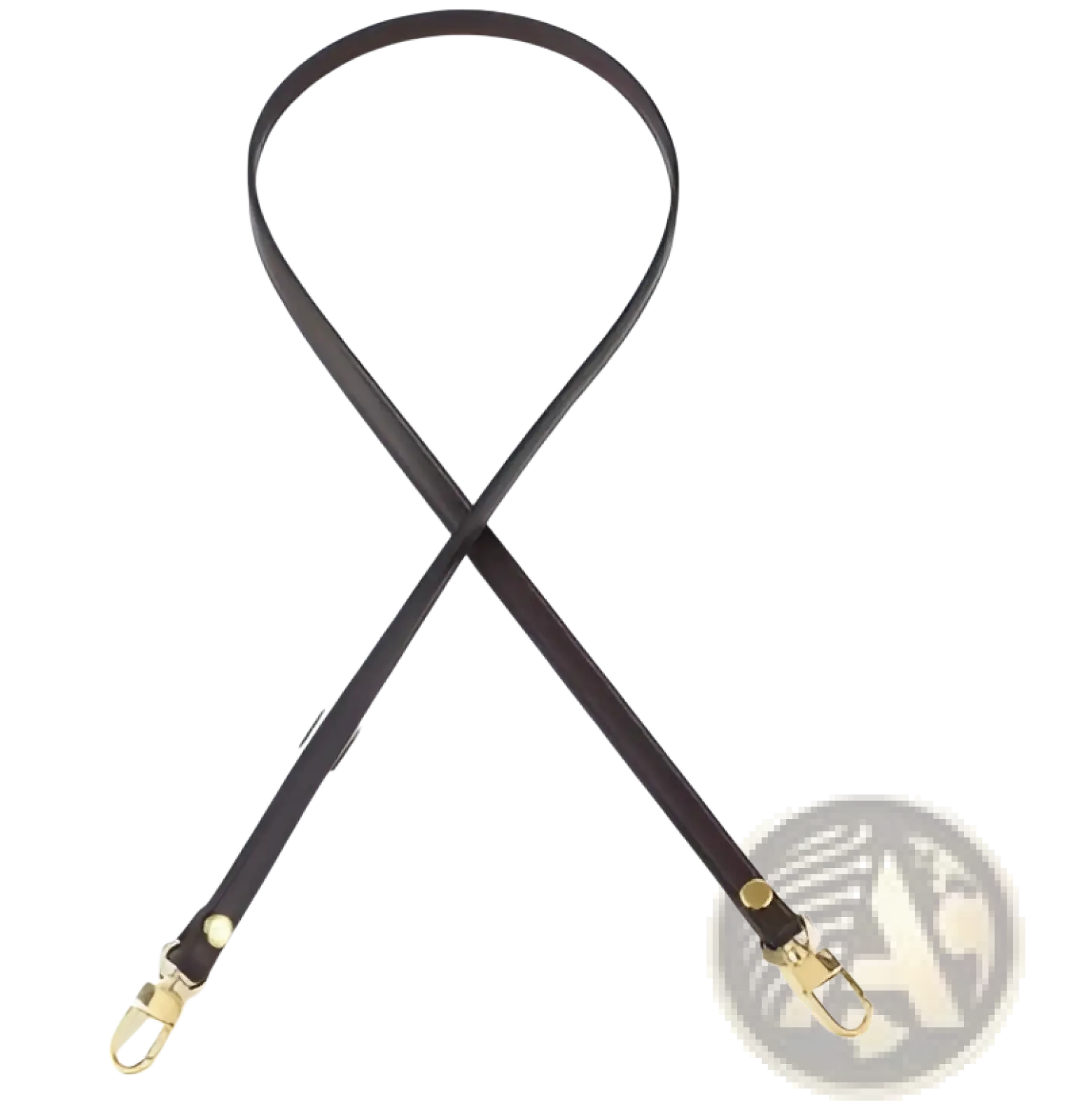 Leather replacement strap for crossbody bags in black leather with gold-tone metal clasps and adjustable length options