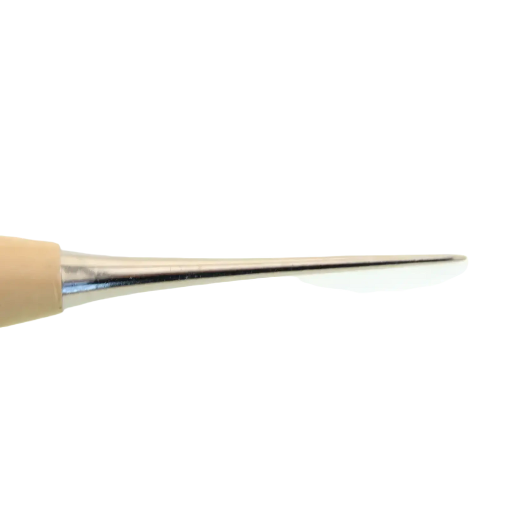 Leather sewing awl craft punch tool with slender metallic needle and light beige wooden handle for precise stitching
