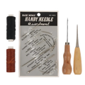 Basic home handy needle pack with 11 pieces including wooden-handled leather sewing tools for diy craft and repair