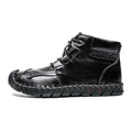 Arbaglobal men’s handcrafted black leather high-top boot with hand-stitched detailing and rugged rubber sole