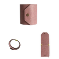 A soft pink textured leather smart wallet with gold snap button closure and quick access card holder design