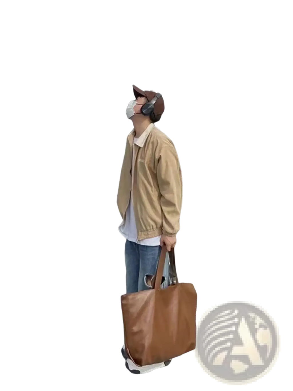 Brown leather tote bag with long handles large capacity perfect for commuter shopper use
