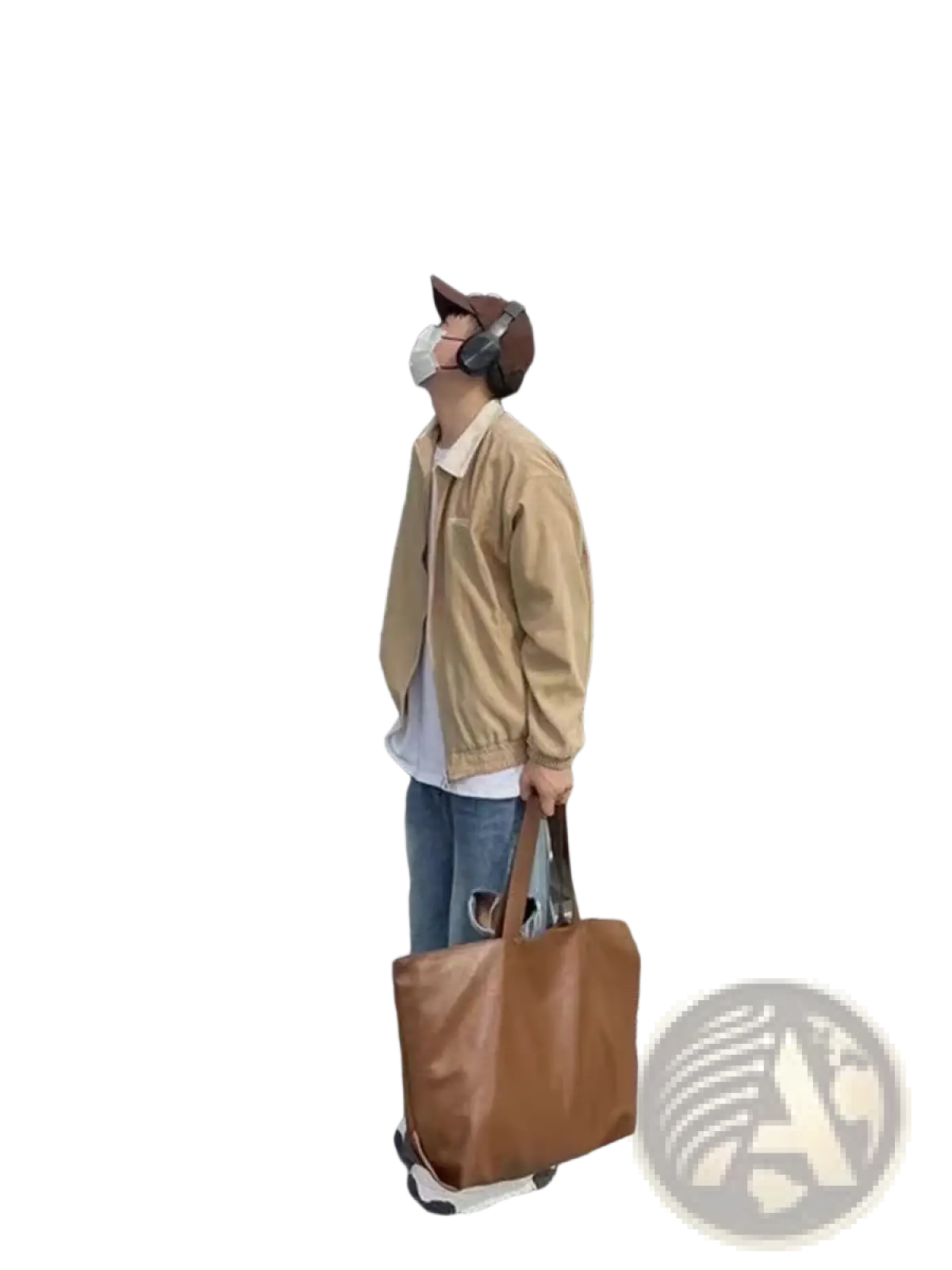 Brown leather tote bag with long handles large capacity perfect for commuter shopper use