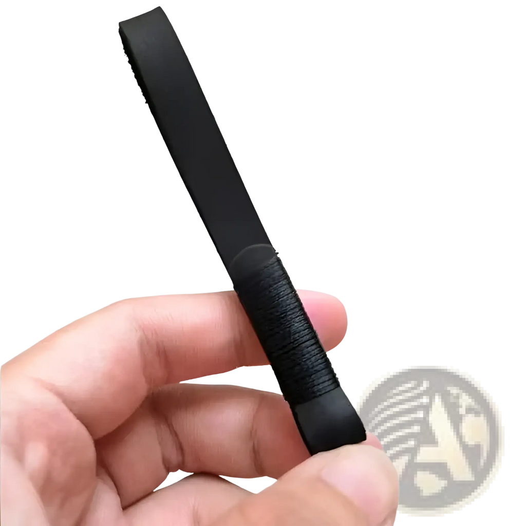 Black leather weave lanyard keychain car key holder with textured grip section and wallet chain detail